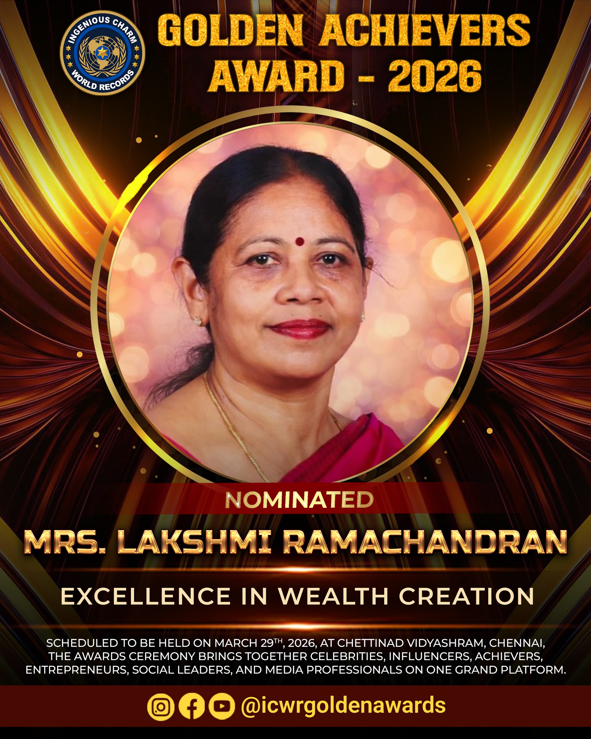 Mrs Lakshmi ICW Golden Awards